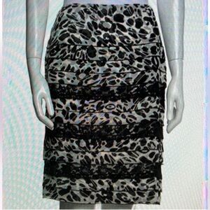 Escada Silk Black and Gray Pencil Skirt